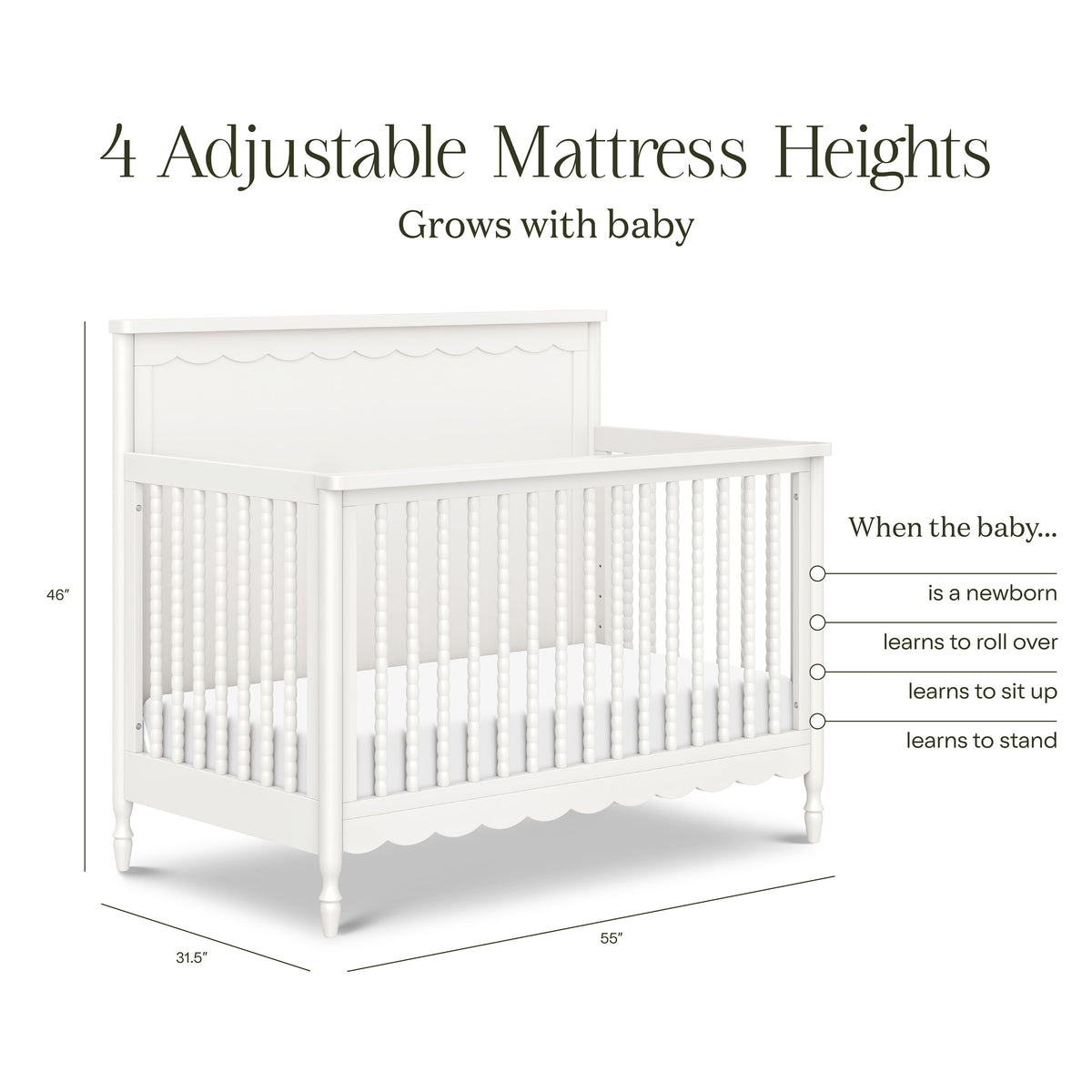 M32301RW,Namesake,Ambrosia 4-in-1 Convertible Crib in Warm White