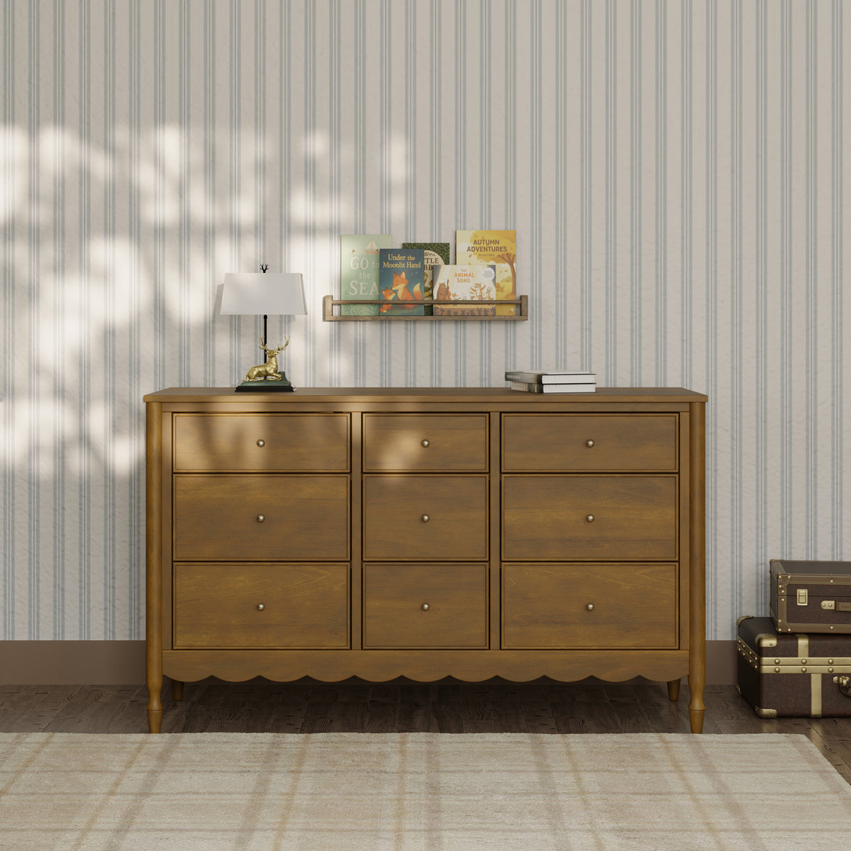 M32328NL,Namesake,Ambrosia 9-Drawer Assembled Dresser in Natural Walnut