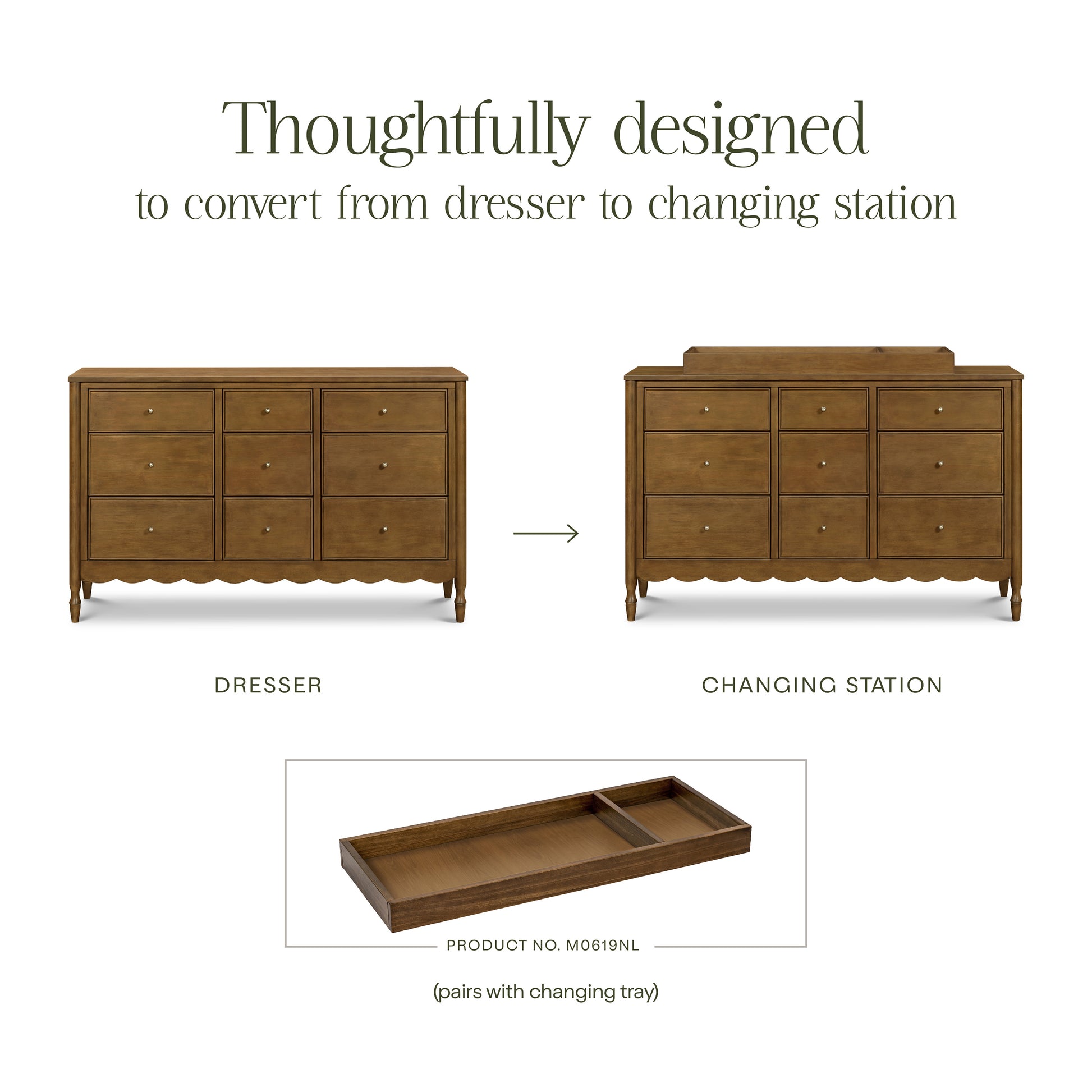M32328NL,Namesake,Ambrosia 9-Drawer Assembled Dresser in Natural Walnut