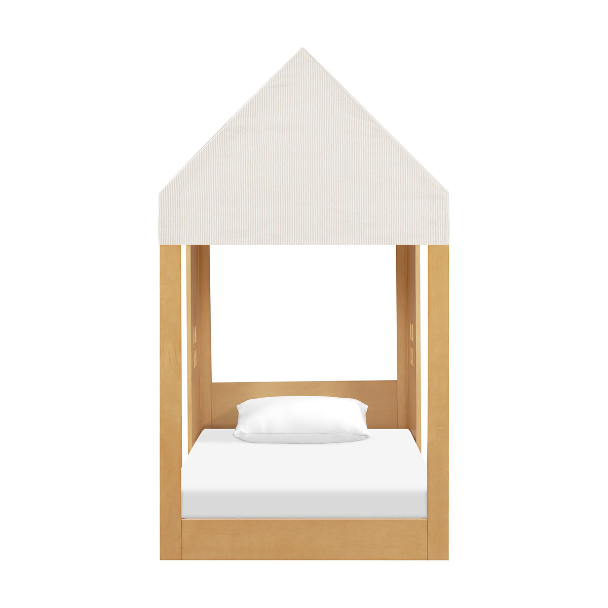 M32830FCS,Babyletto Kids,Uchi Montessori-Inspired House Twin Bed Canopy in Fog Chatham Stripe Eco-Weave