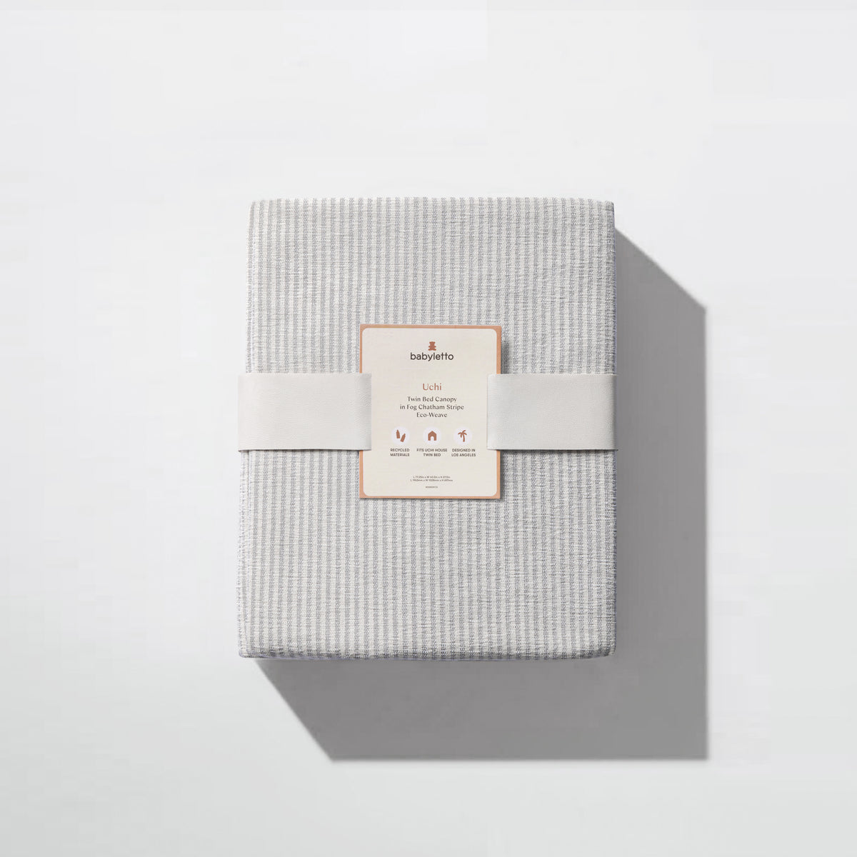 M32830FCS,Babyletto Kids,Uchi Montessori-Inspired House Twin Bed Canopy in Fog Chatham Stripe Eco-Weave