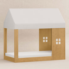 M32830FCS,Babyletto Kids,Uchi Montessori-Inspired House Twin Bed Canopy in Fog Chatham Stripe Eco-Weave