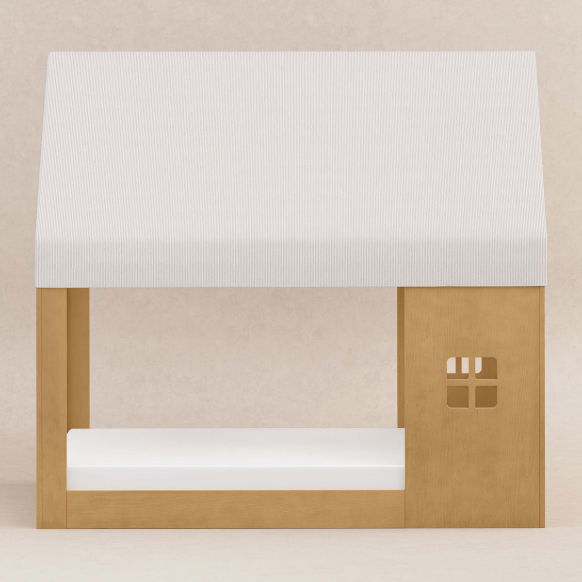 M32859FCS,Babyletto Kids,Uchi Montessori-Inspired House Full Bed Canopy in Fog Chatham Stripe Eco-Weave