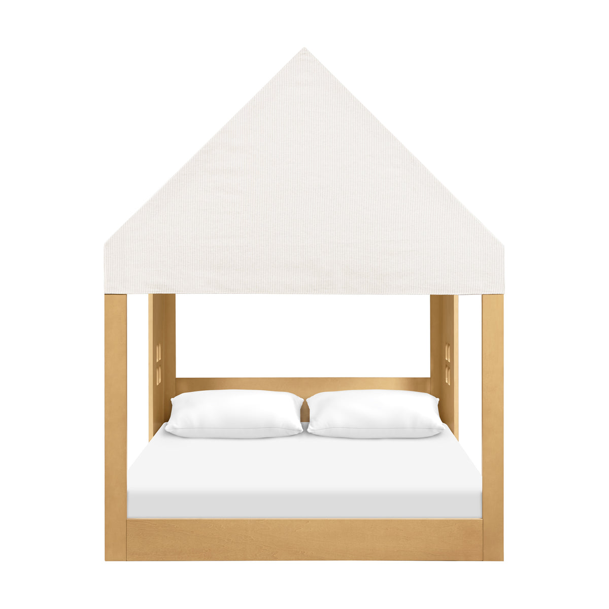 M32859FCS,Babyletto Kids,Uchi Montessori-Inspired House Full Bed Canopy in Fog Chatham Stripe Eco-Weave