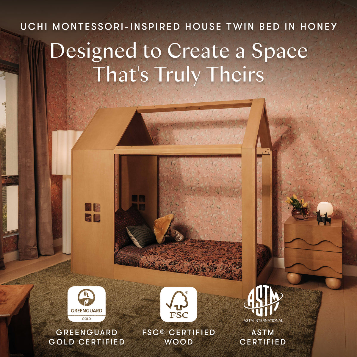 M32876HY,Babyletto Kids,Uchi Montessori-Inspired House Twin Bed in Honey