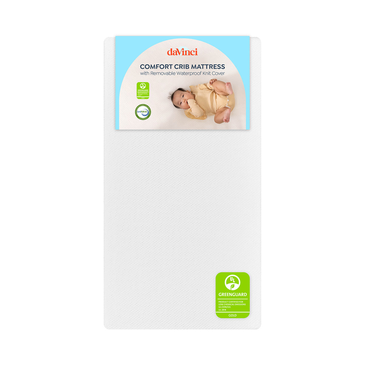 M53114W,DaVinci,Comfort Crib Mattress with Removable Waterproof Knit Cover in White