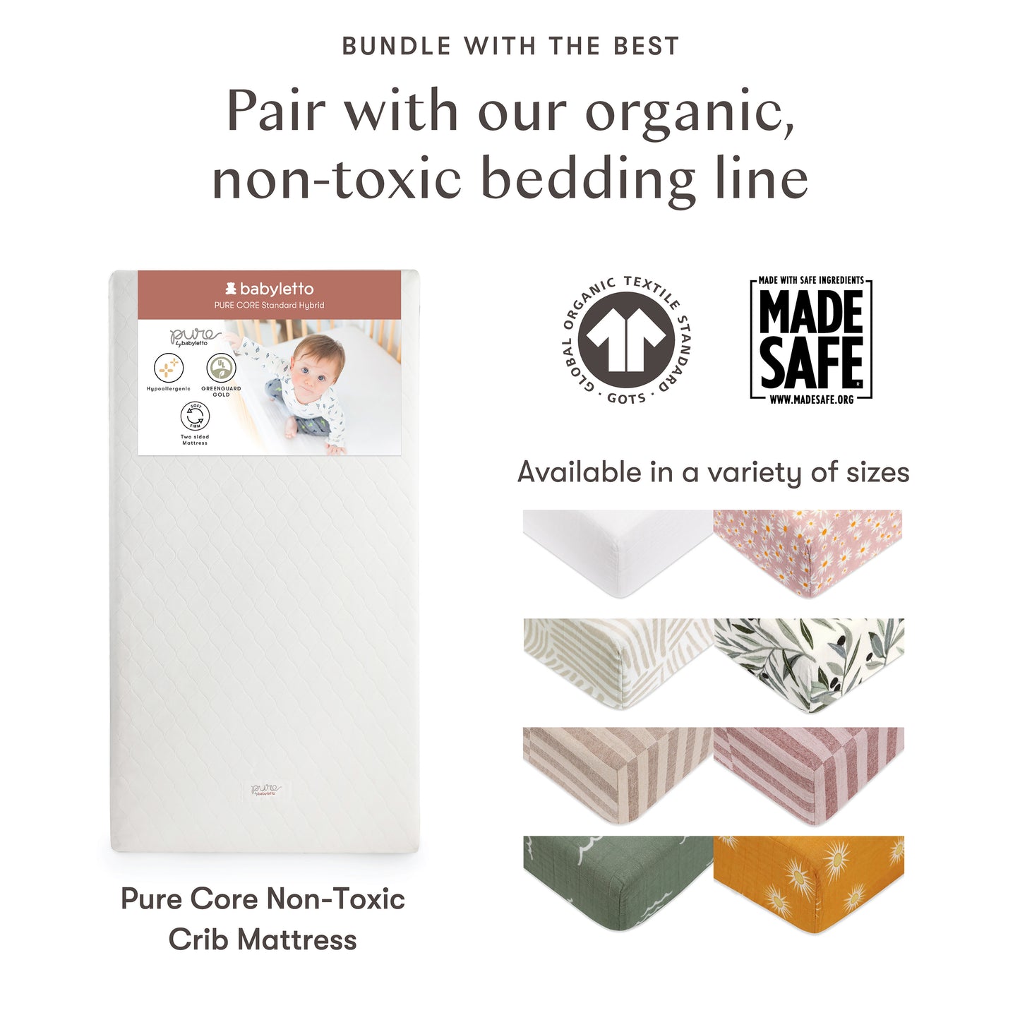 M5321C,Babyletto,Pure Core Non-Toxic Crib Mattress with Hybrid Cover