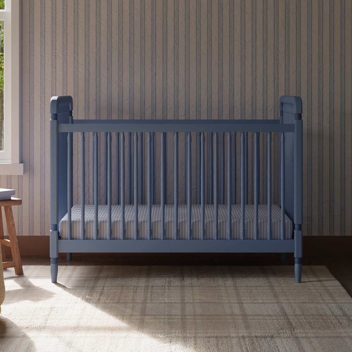 M7101CVB,Namesake,Liberty 3-in-1 Convertible Spindle Crib w/Toddler Bed Conversion Kit in Cove Blue