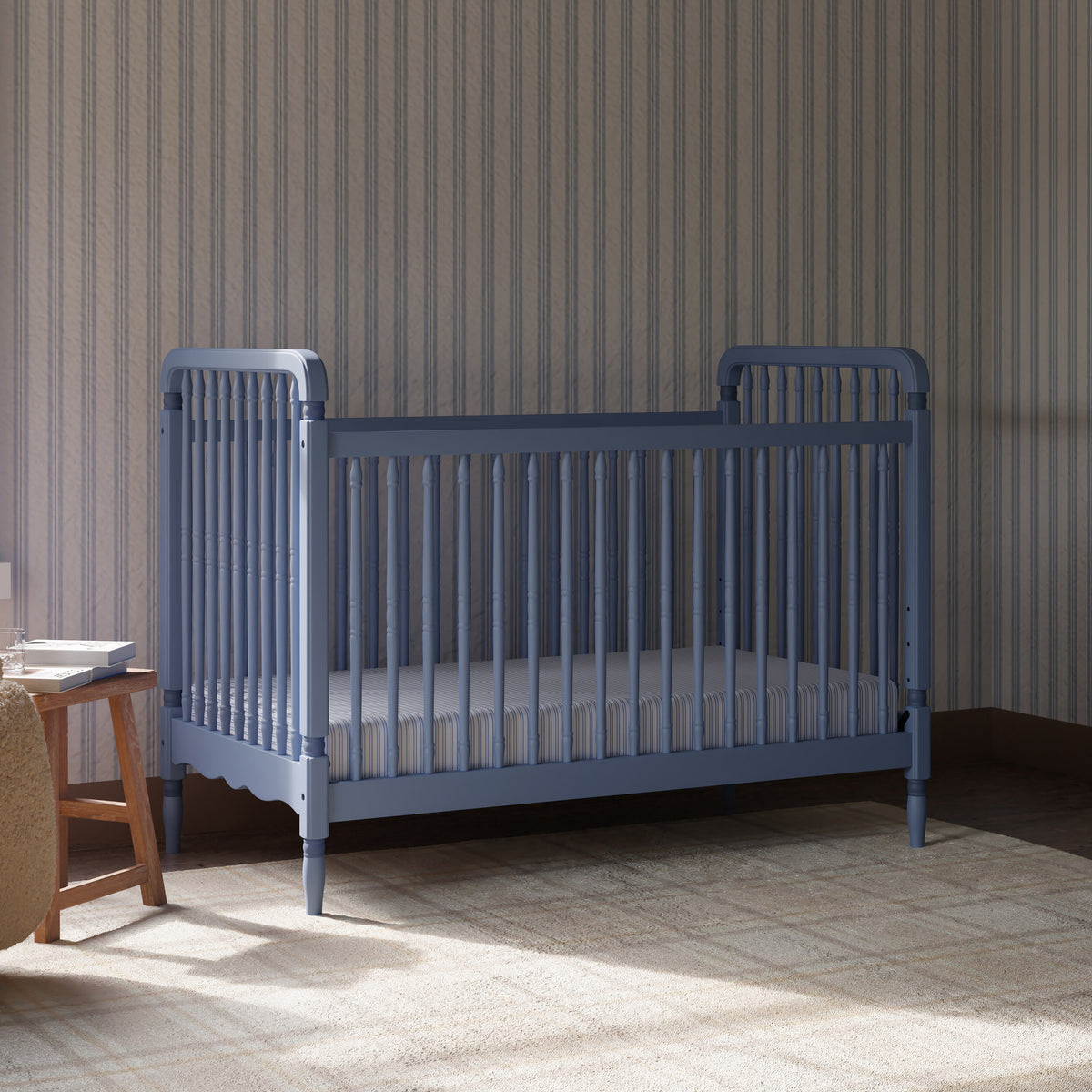 M7101CVB,Namesake,Liberty 3-in-1 Convertible Spindle Crib w/Toddler Bed Conversion Kit in Cove Blue