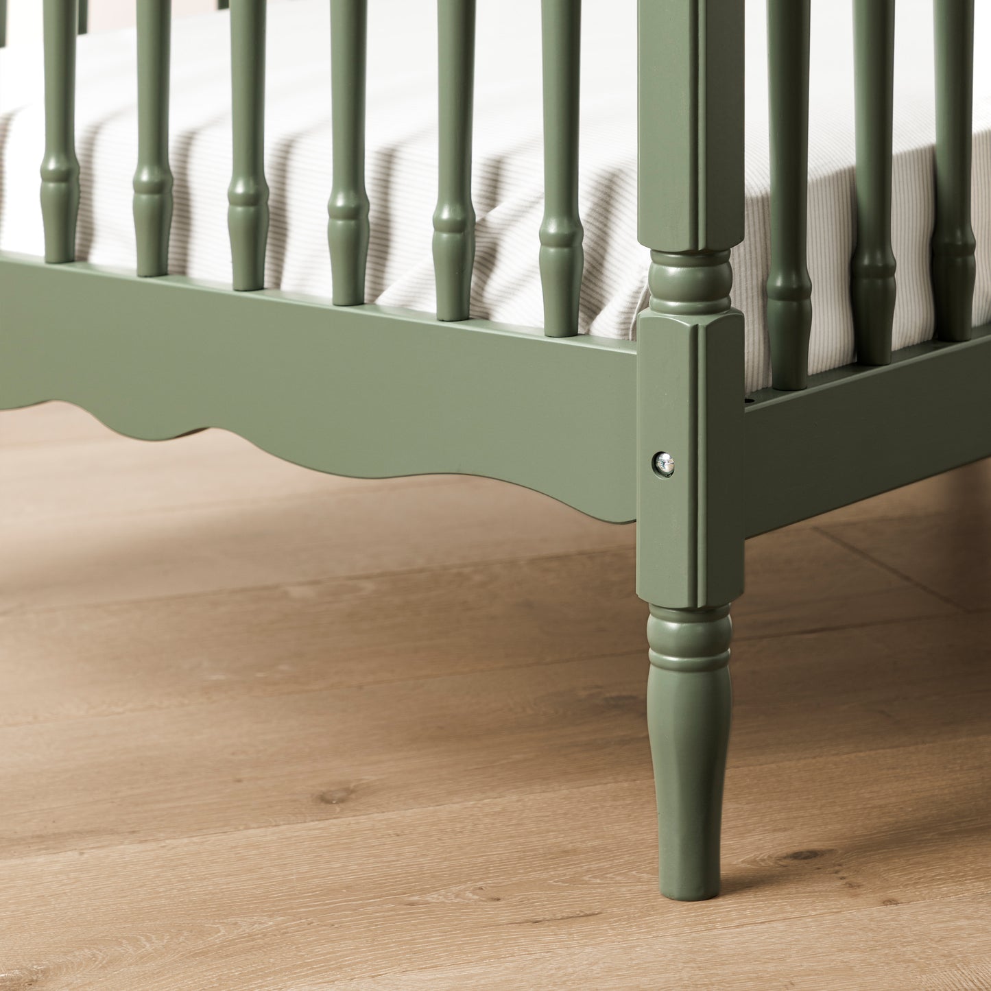 M7101JP,Namesake,Liberty 3-in-1 Convertible Spindle Crib w/Toddler Bed Conversion Kit in Juniper