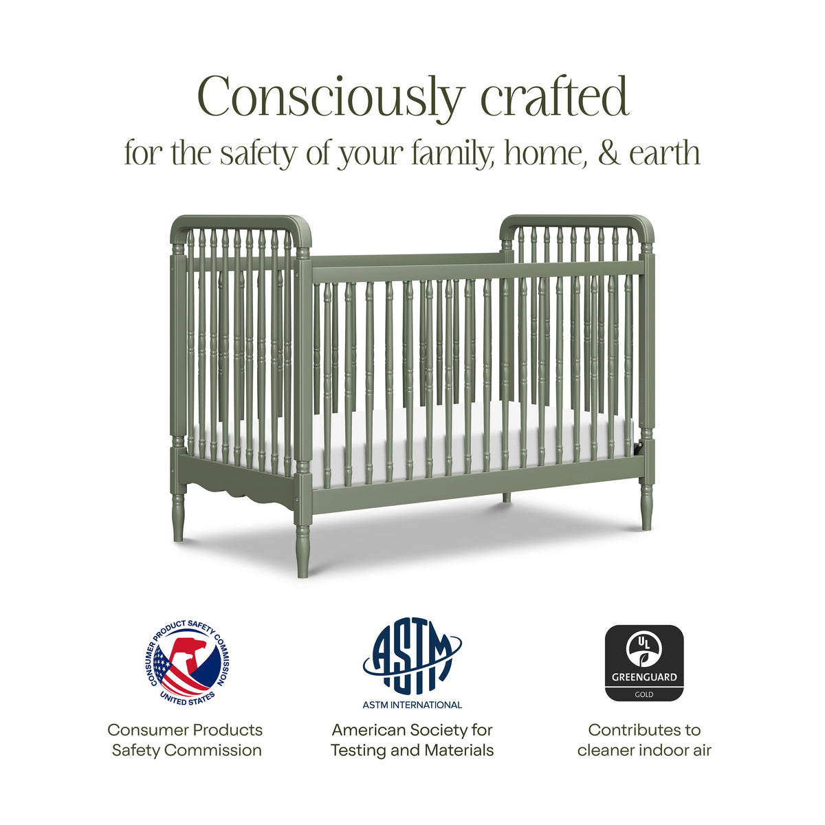 M7101JP,Namesake,Liberty 3-in-1 Convertible Spindle Crib w/Toddler Bed Conversion Kit in Juniper