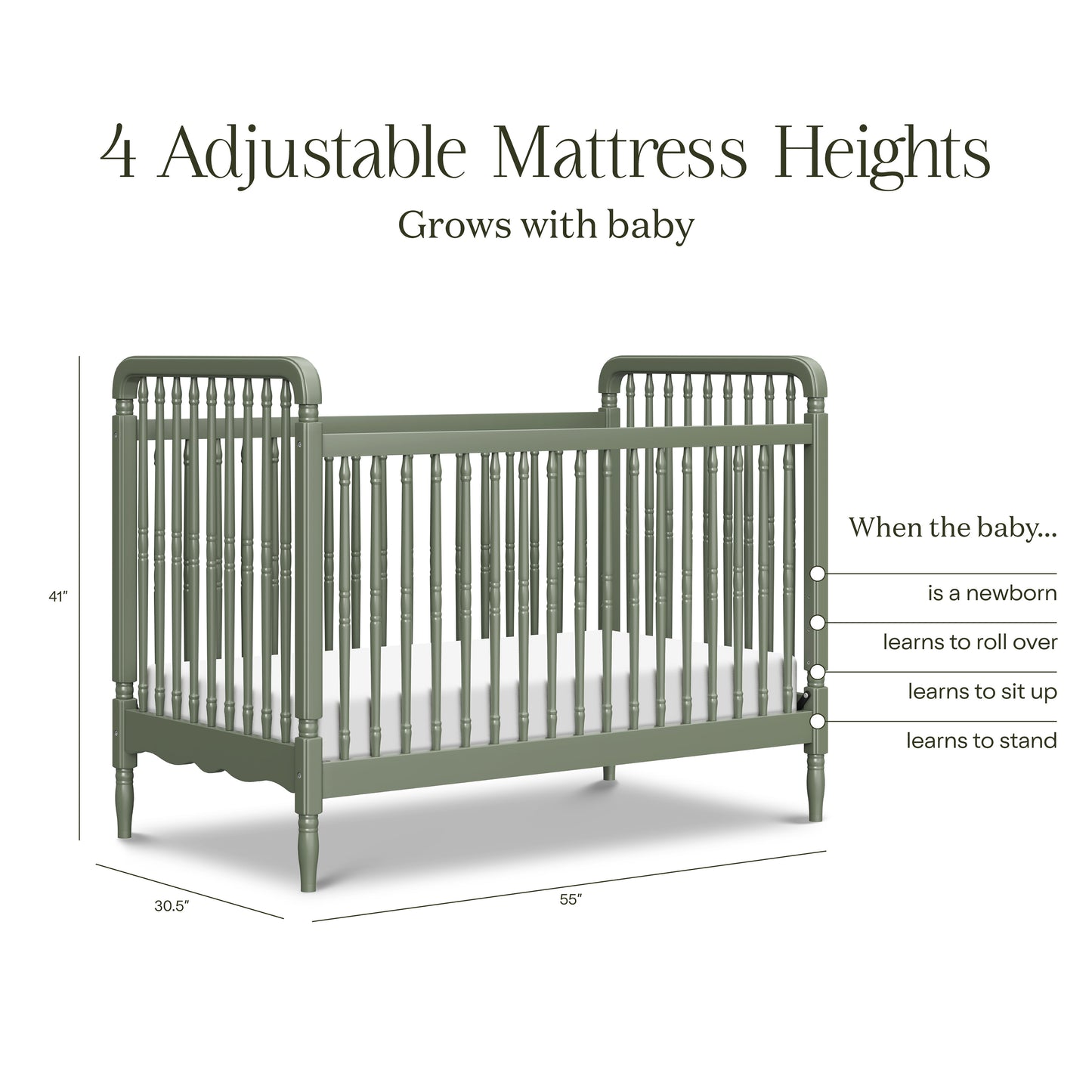 M7101JP,Namesake,Liberty 3-in-1 Convertible Spindle Crib w/Toddler Bed Conversion Kit in Juniper