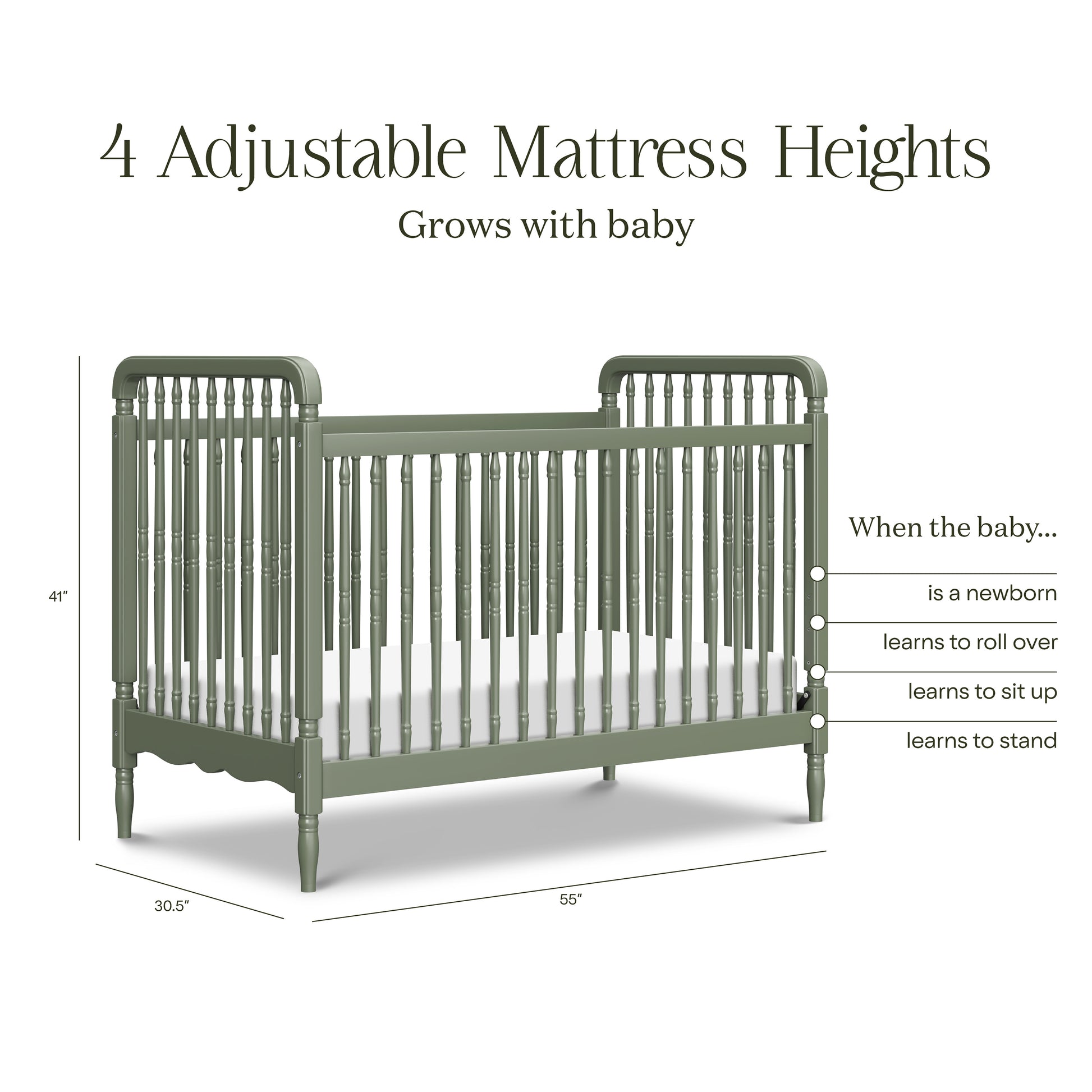 M7101JP,Namesake,Liberty 3-in-1 Convertible Spindle Crib w/Toddler Bed Conversion Kit in Juniper