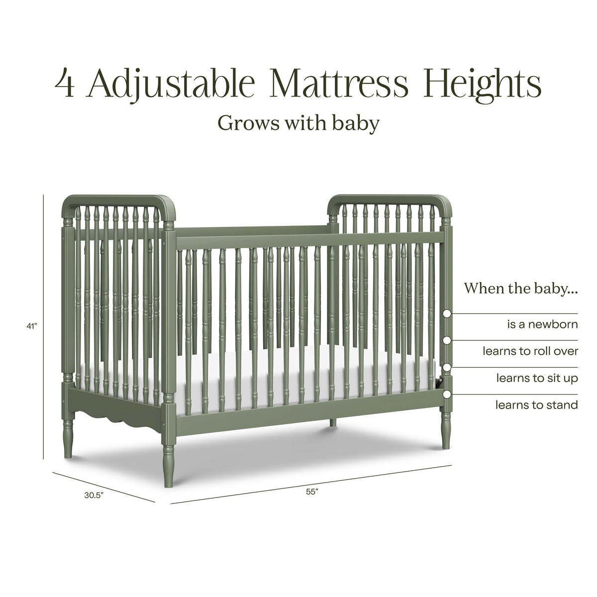 M7101JP,Namesake,Liberty 3-in-1 Convertible Spindle Crib w/Toddler Bed Conversion Kit in Juniper