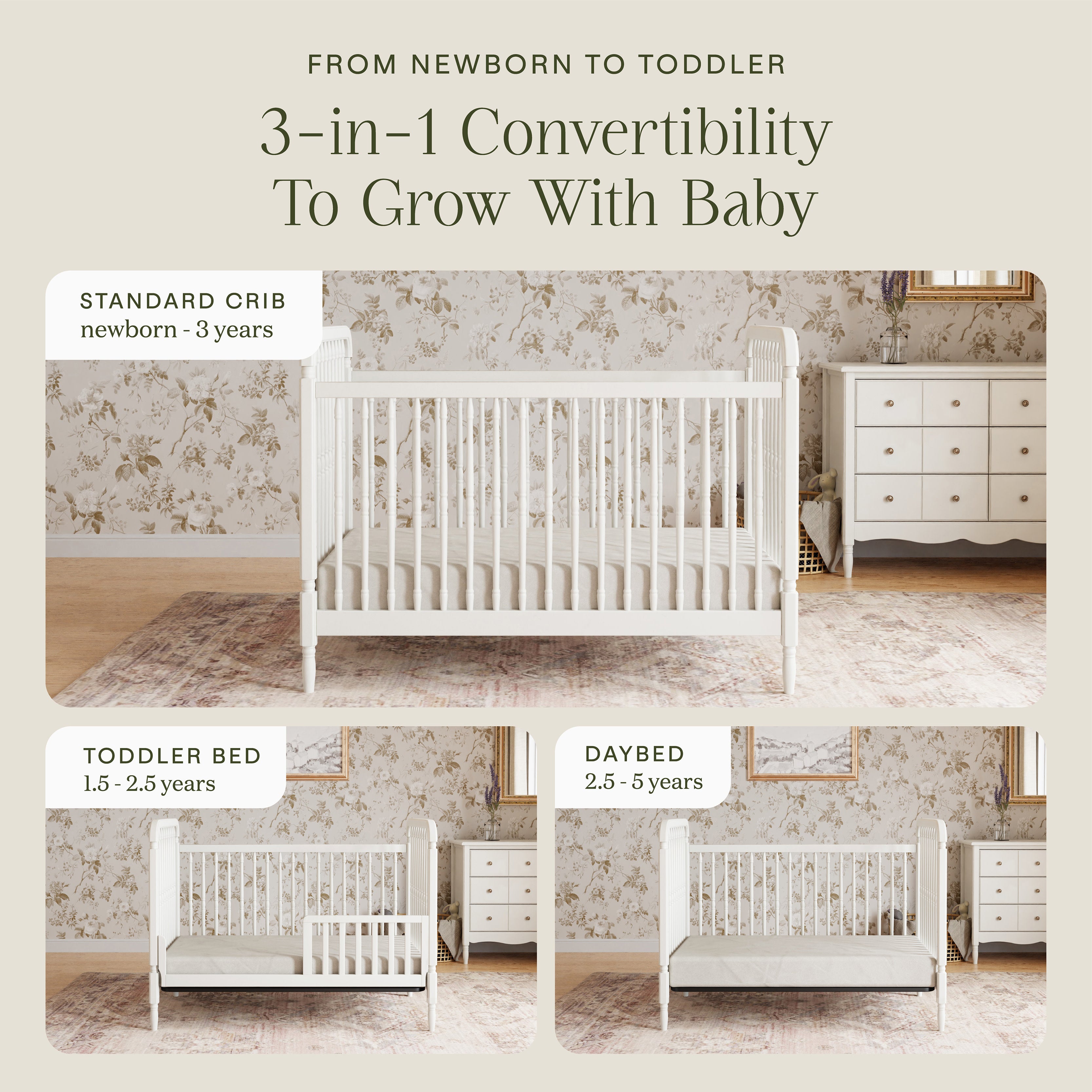 Namesake Liberty 3-in-1 Convertible Spindle Crib with Toddler Bed