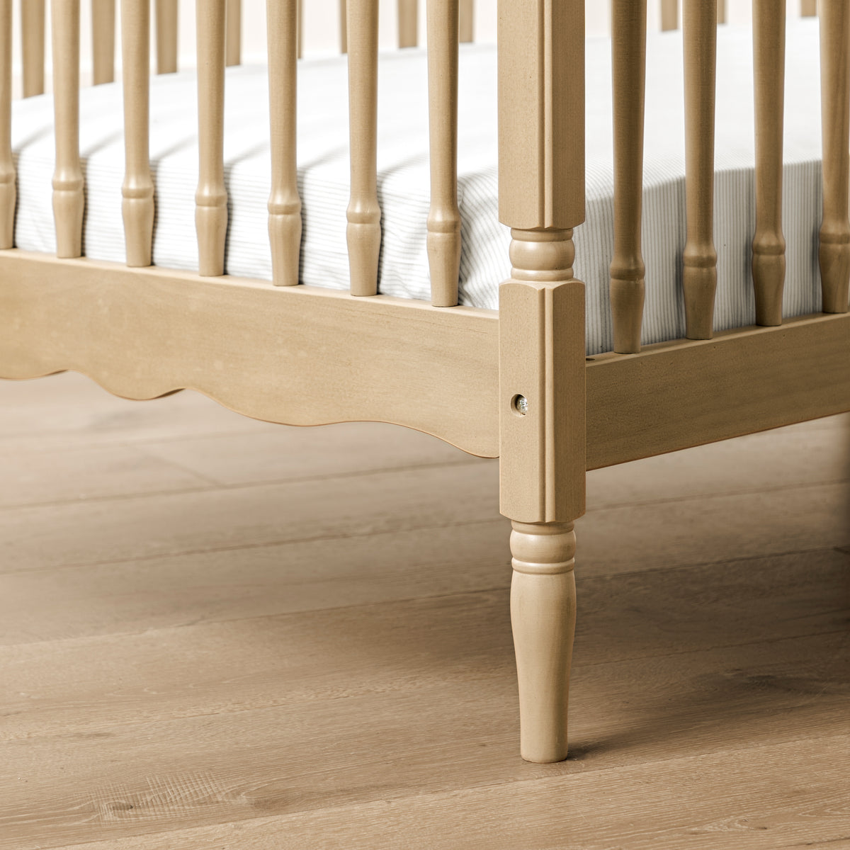 M7101WP,Namesake,Liberty 3-in-1 Convertible Spindle Crib w/Toddler Bed Conversion Kit in Washed Pine