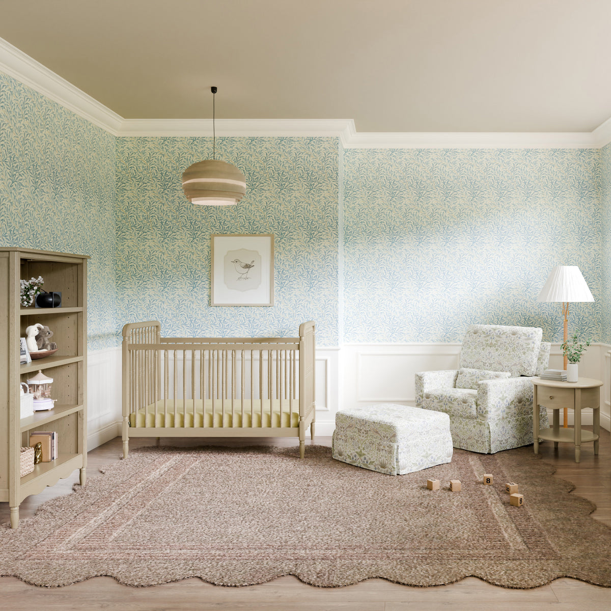M7101WP,Namesake,Liberty 3-in-1 Convertible Spindle Crib w/Toddler Bed Conversion Kit in Washed Pine