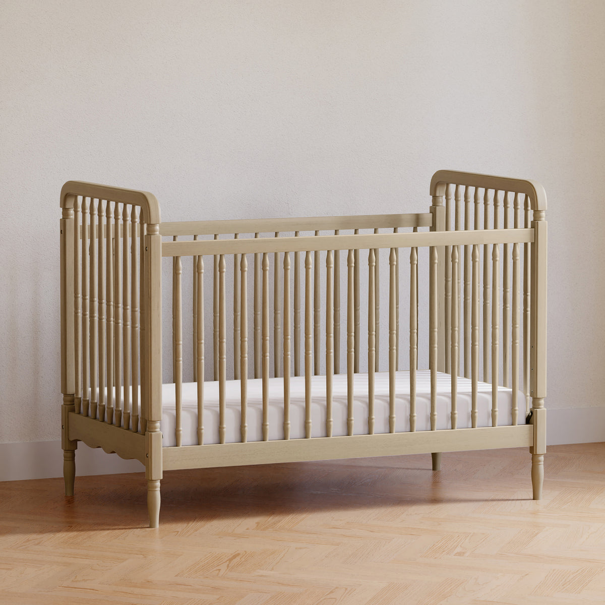 M7101WP,Namesake,Liberty 3-in-1 Convertible Spindle Crib w/Toddler Bed Conversion Kit in Washed Pine
