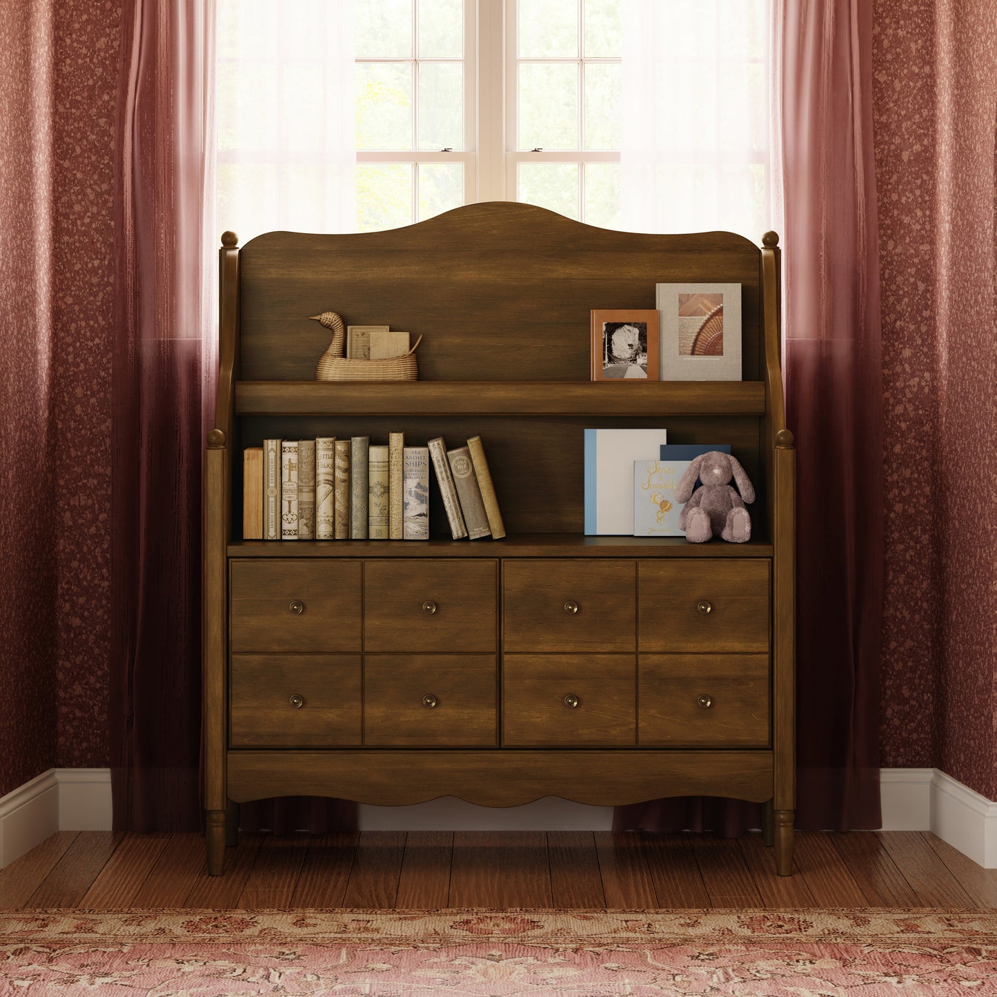 M7109NL,Namesake Kids,Liberty Library Hutch in Natural Walnut