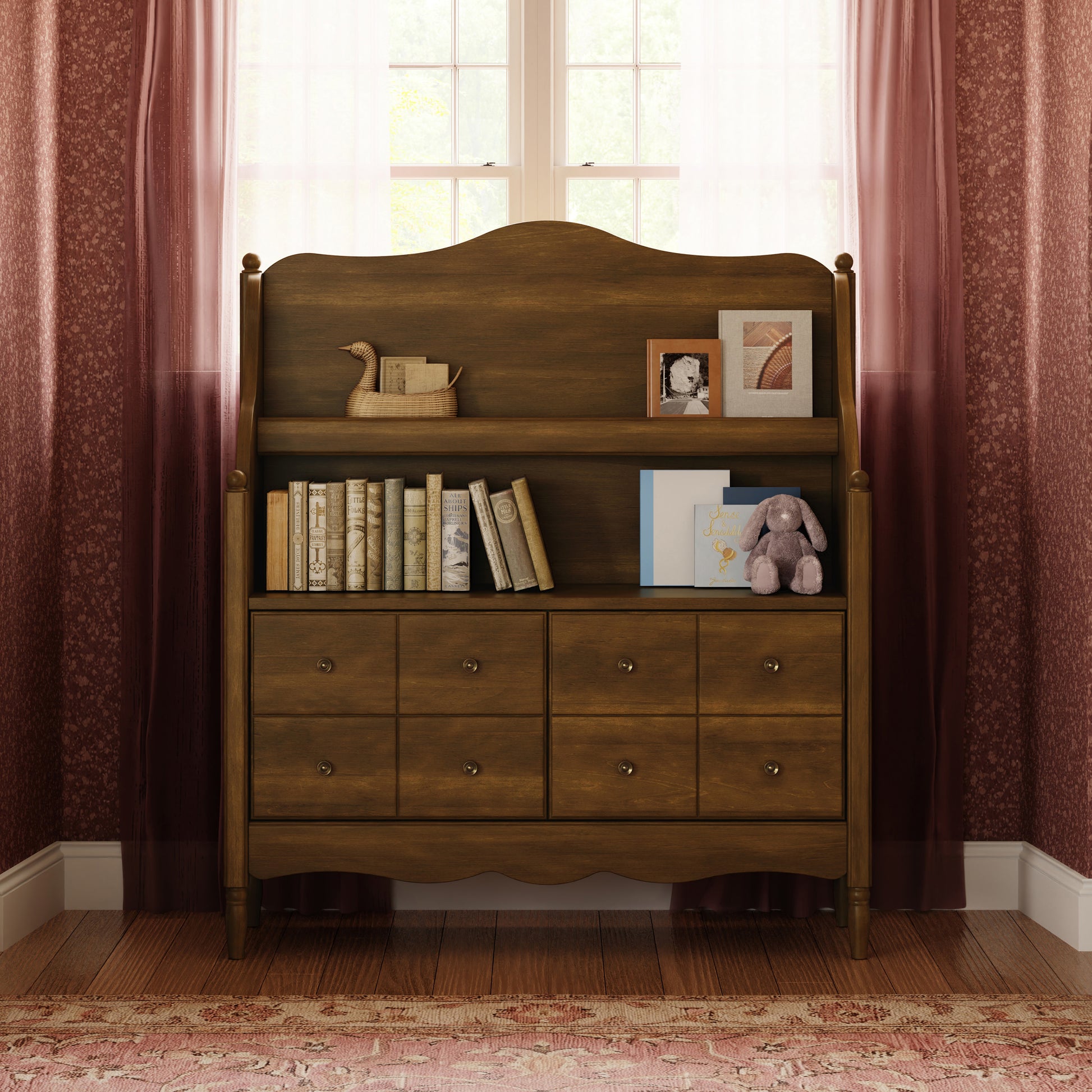 M7109NL,Namesake Kids,Liberty Library Hutch in Natural Walnut