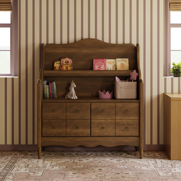 M7109NL,Namesake Kids,Liberty Library Hutch in Natural Walnut