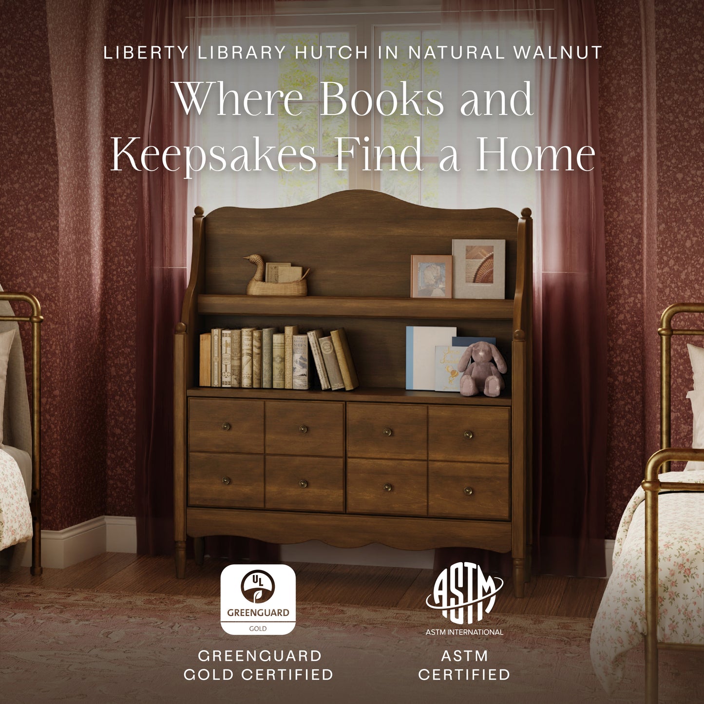 M7109NL,Namesake Kids,Liberty Library Hutch in Natural Walnut