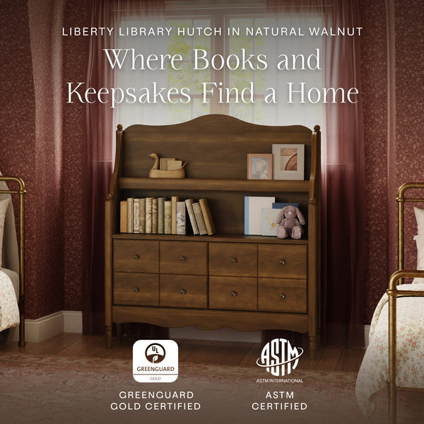 M7109NL,Namesake Kids,Liberty Library Hutch in Natural Walnut