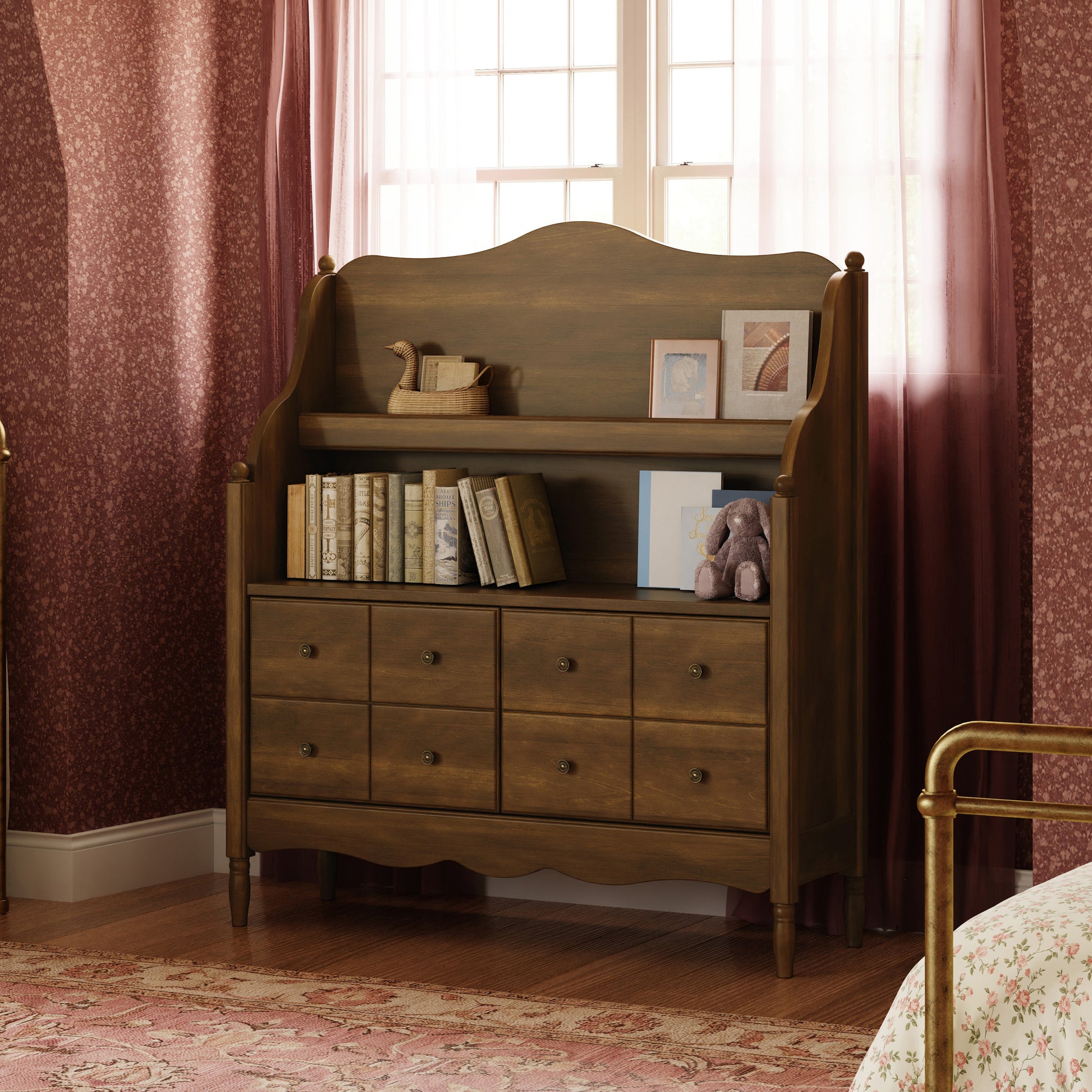 M7109NL,Namesake Kids,Liberty Library Hutch in Natural Walnut