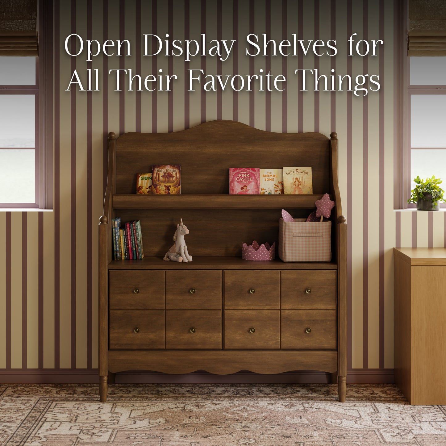 M7109NL,Namesake Kids,Liberty Library Hutch in Natural Walnut