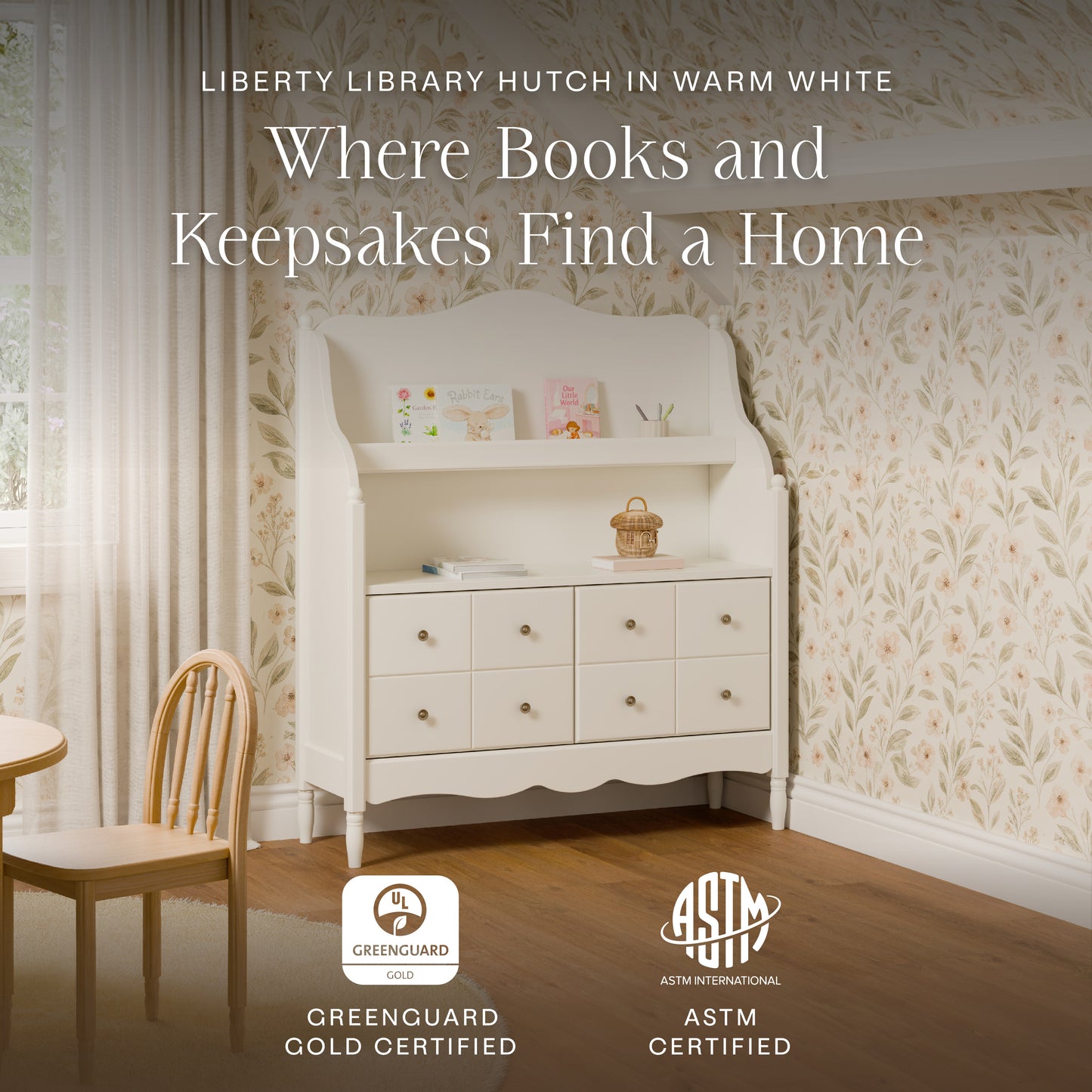 M7109RW,Namesake Kids,Liberty Library Hutch in Warm White
