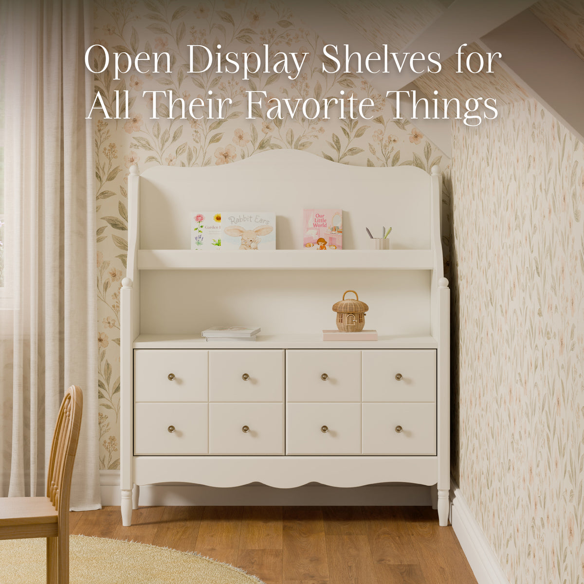 M7109RW,Namesake Kids,Liberty Library Hutch in Warm White
