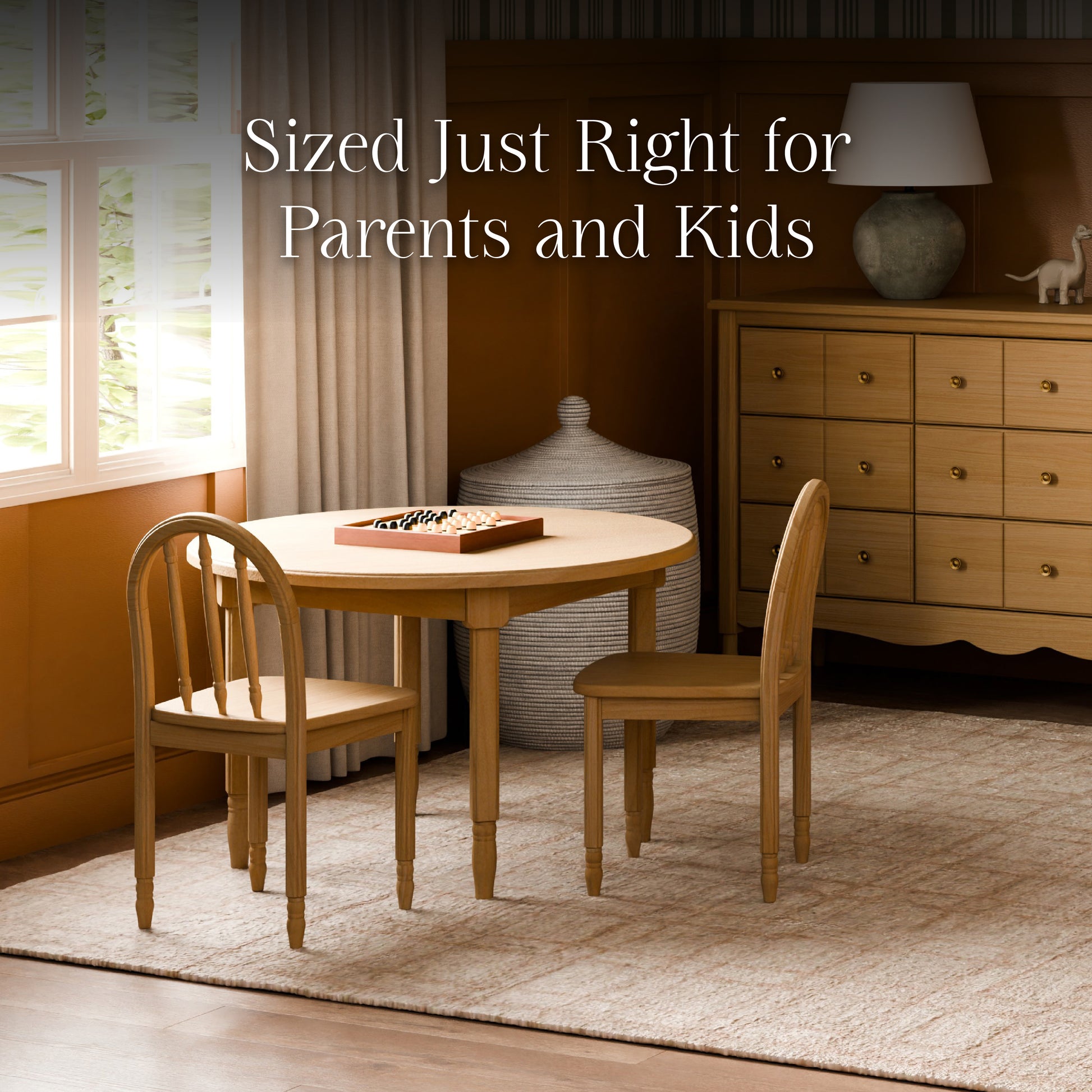 M7110HY,Namesake Kids,Liberty Play Table & Spindle Chairs Set in Honey