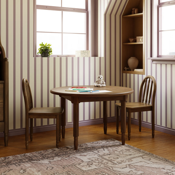 M7110NL,Namesake Kids,Liberty Play Table & Spindle Chairs Set in Natural Walnut