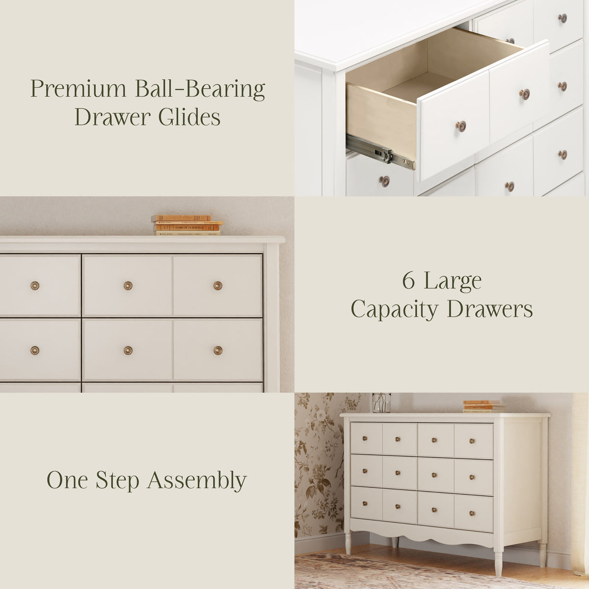 M7116RW,Namesake,Liberty 6-Drawer Assembled Dresser in Warm White
