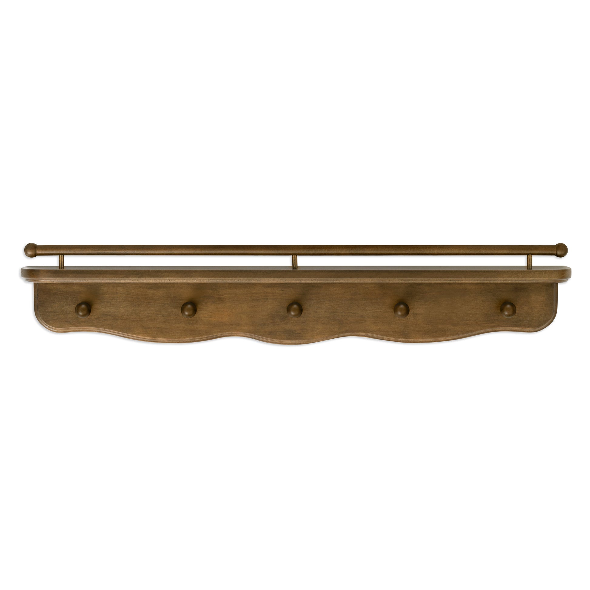 M7125NL,Namesake Kids,Liberty 31 Wall Shelf with Hooks in Natural Walnut