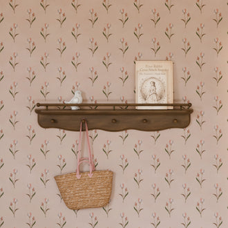 M7125NL,Namesake Kids,Liberty 31 Wall Shelf with Hooks in Natural Walnut