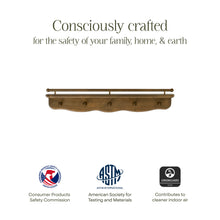 M7125NL,Namesake Kids,Liberty 31 Wall Shelf with Hooks in Natural Walnut