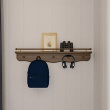M7125NL,Namesake Kids,Liberty 31 Wall Shelf with Hooks in Natural Walnut