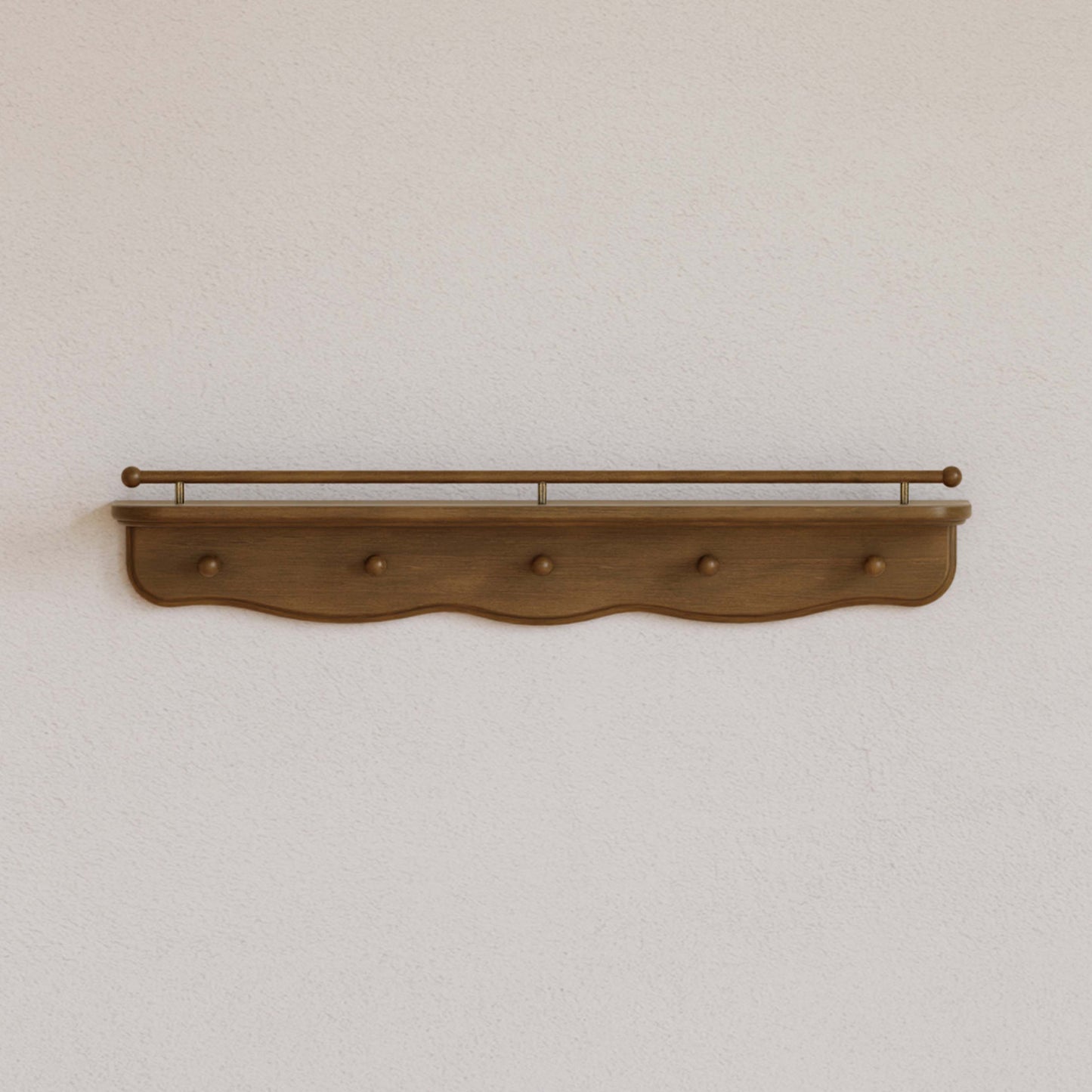 M7125NL,Namesake Kids,Liberty 31 Wall Shelf with Hooks in Natural Walnut