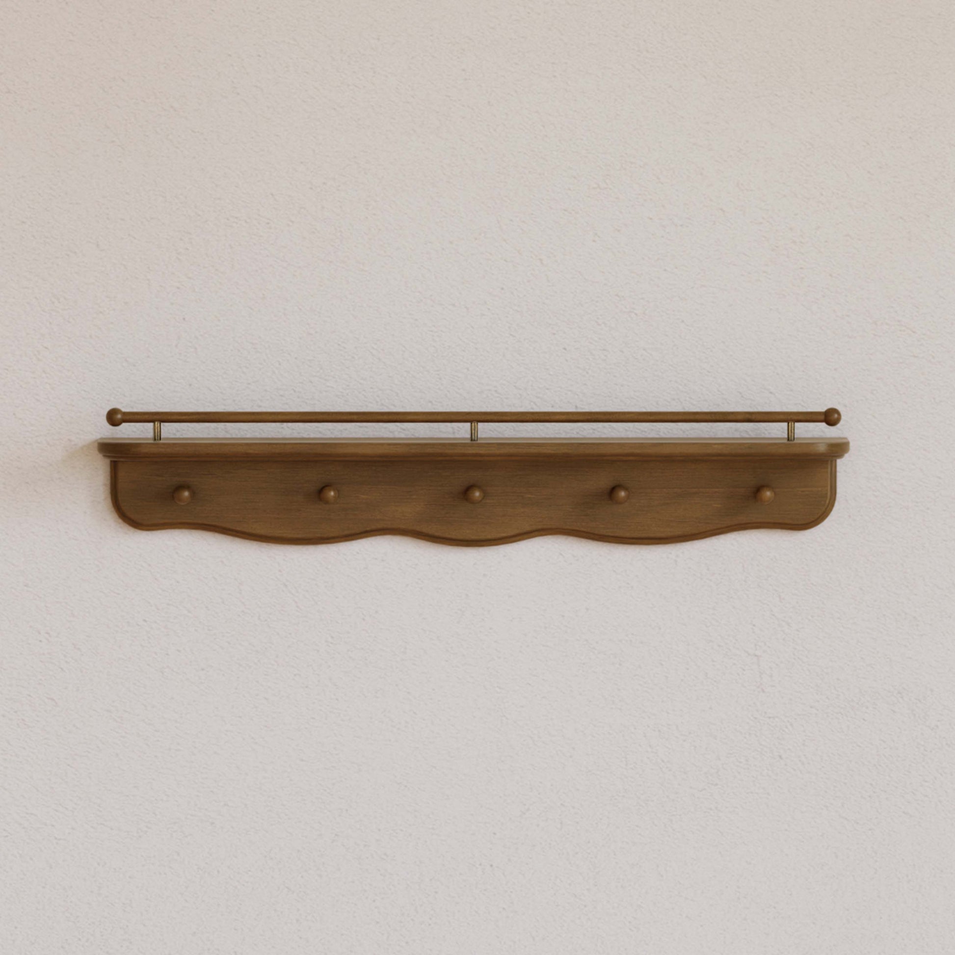 M7125NL,Namesake Kids,Liberty 31 Wall Shelf with Hooks in Natural Walnut