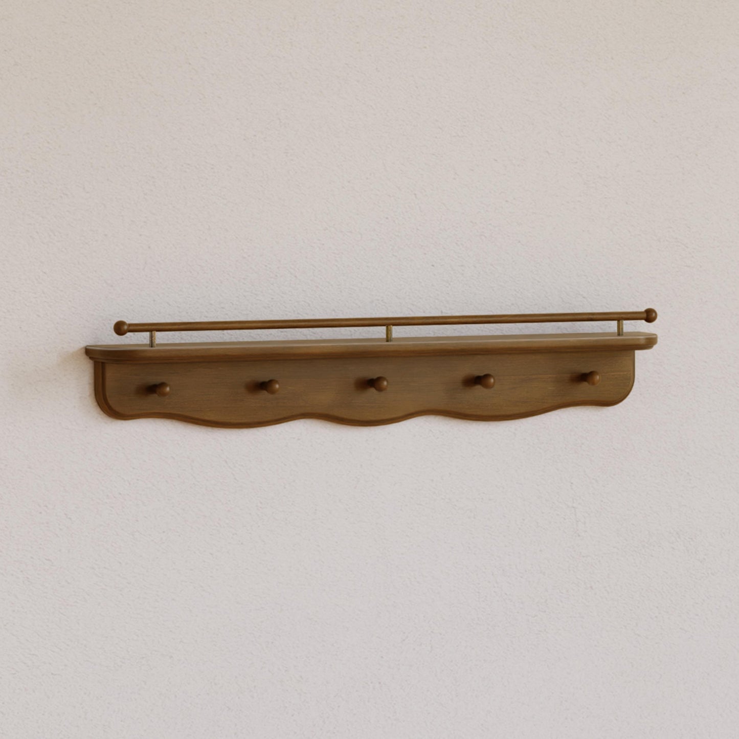 M7125NL,Namesake Kids,Liberty 31 Wall Shelf with Hooks in Natural Walnut