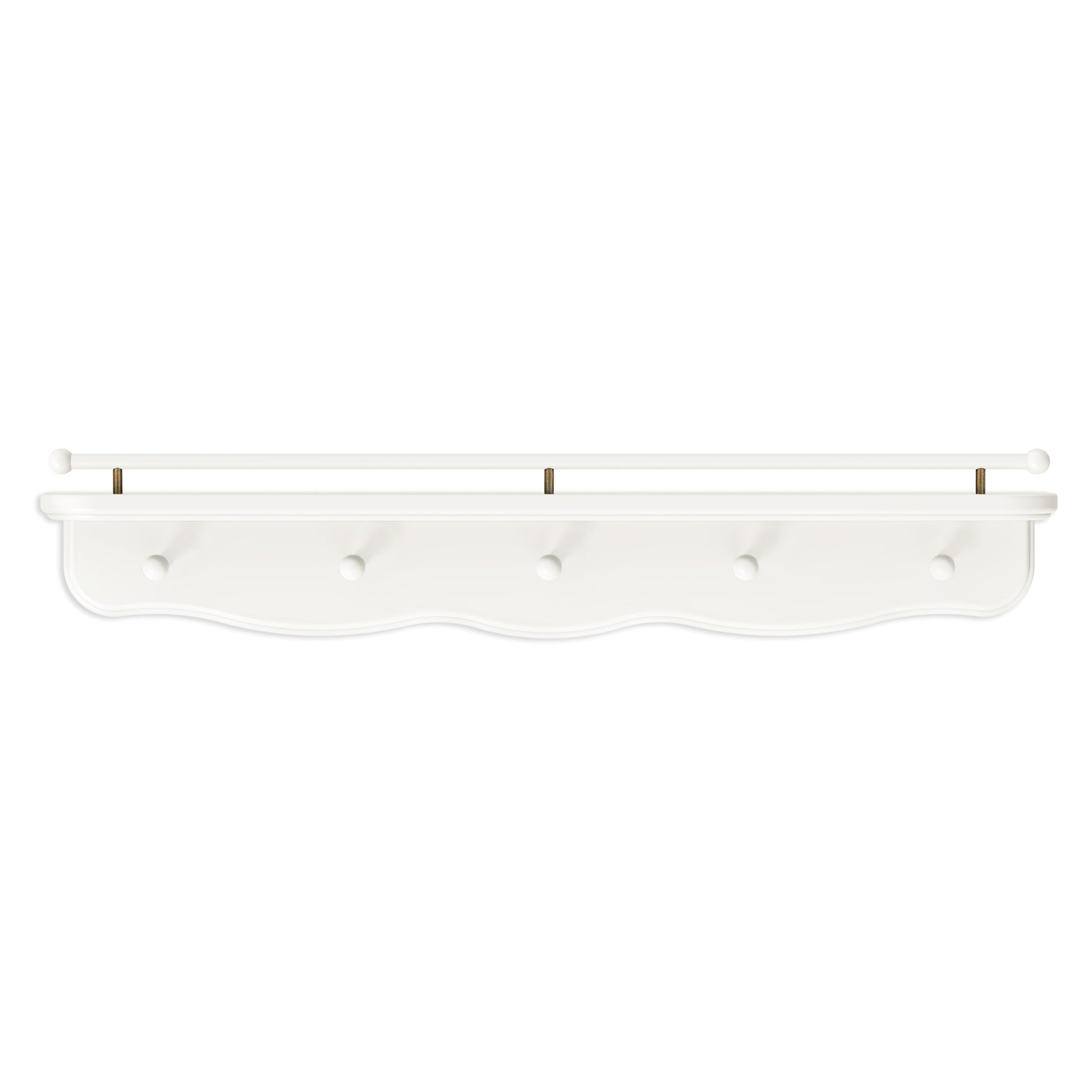 M7125RW,Namesake Kids,Liberty 31 Wall Shelf with Hooks in Warm White
