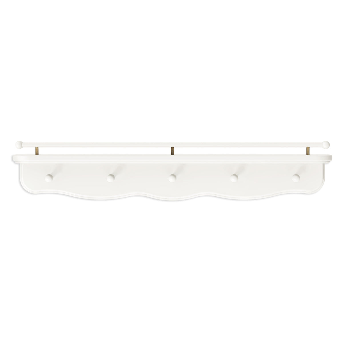 M7125RW,Namesake Kids,Liberty 31 Wall Shelf with Hooks in Warm White