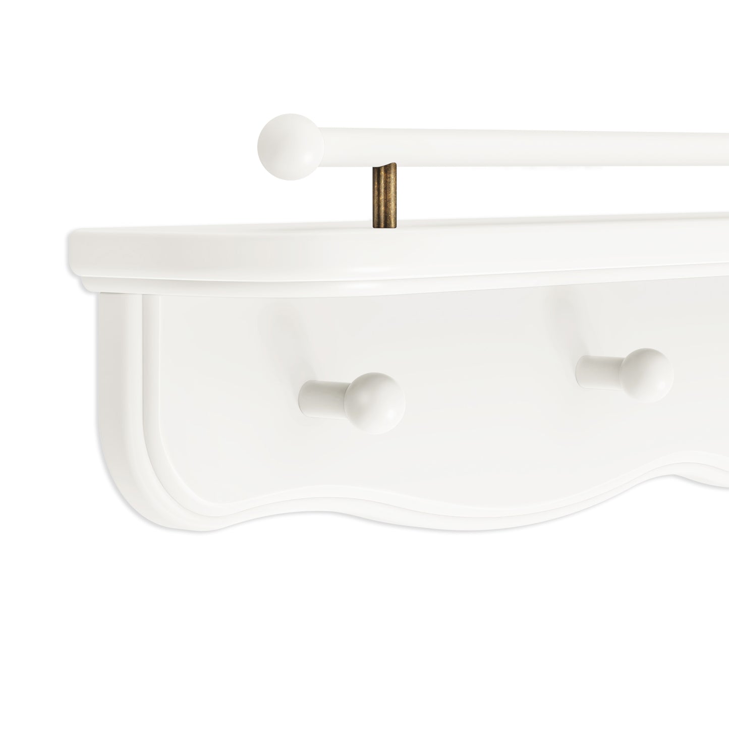 M7125RW,Namesake Kids,Liberty 31 Wall Shelf with Hooks in Warm White