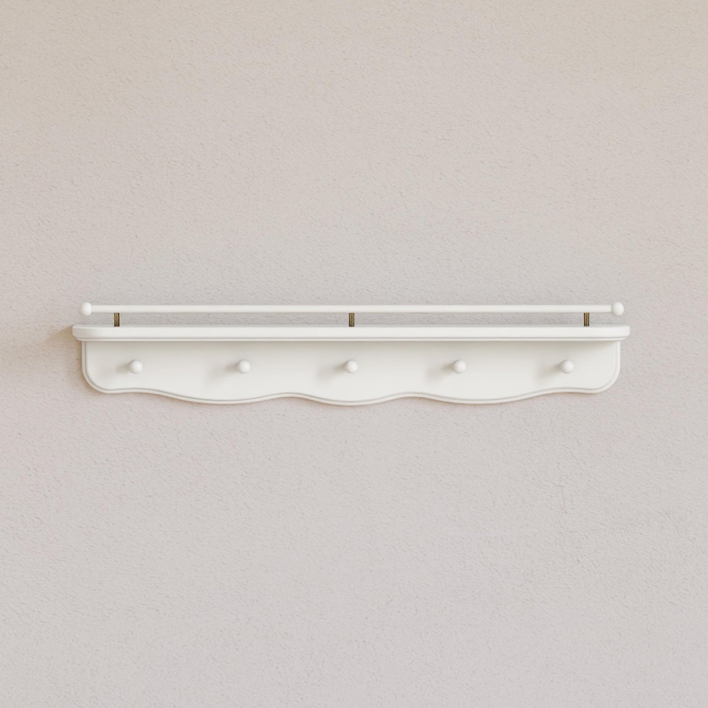 M7125RW,Namesake Kids,Liberty 31 Wall Shelf with Hooks in Warm White