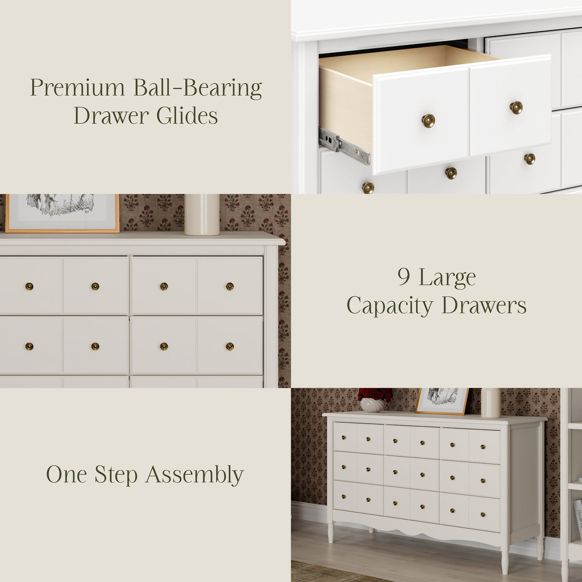 M7128RW,Namesake,Liberty 9-Drawer Assembled Dresser in Warm White