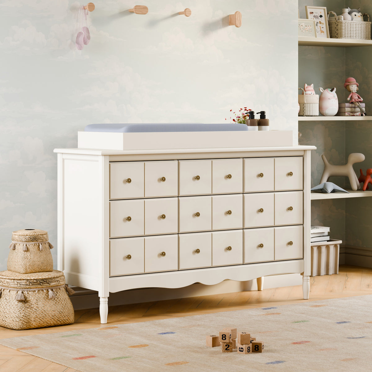 M7128RW,Namesake,Liberty 9-Drawer Assembled Dresser in Warm White