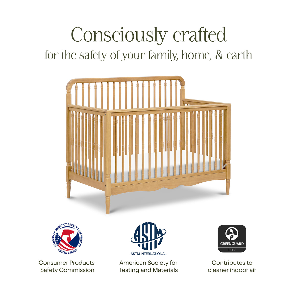M7141HY,Namesake,Liberty 4-in-1 Convertible Spindle Crib in Honey