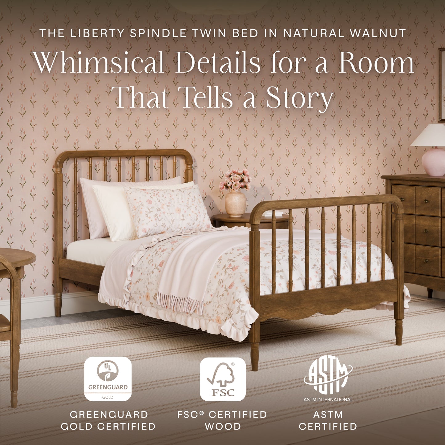 M7169NL,Namesake Kids,Liberty Spindle Twin Bed in Natural Walnut