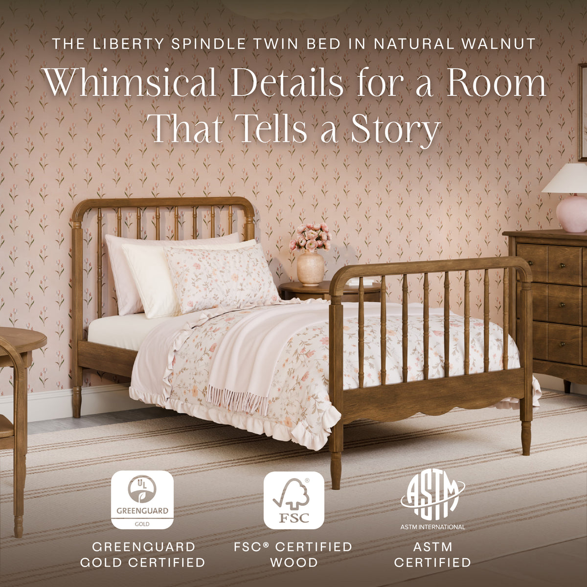 M7169NL,Namesake Kids,Liberty Spindle Twin Bed in Natural Walnut